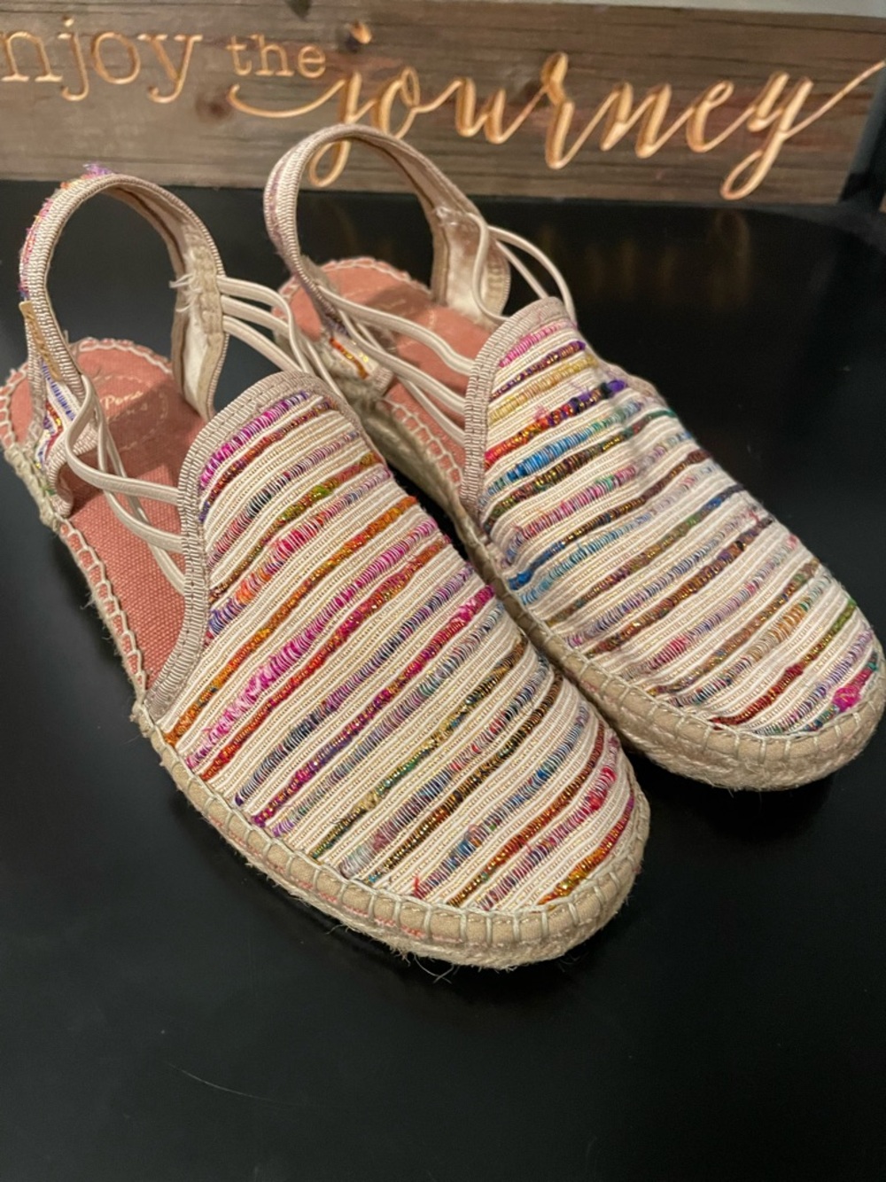 Toni Pons Multicolor Striped Espadrille Slingback sandals size 37 or 6.5